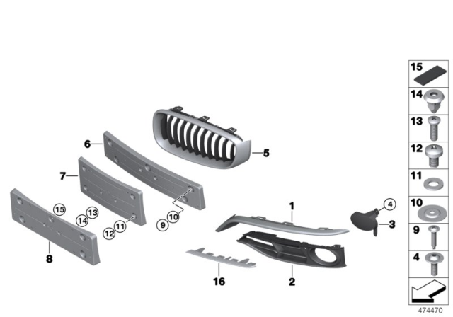 2015 BMW 335i GT xDrive Trim Panel, Trim Elements Diagram