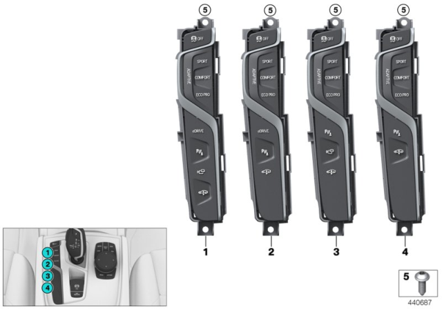 2020 BMW 740i Operating Unit, Centre Console Diagram