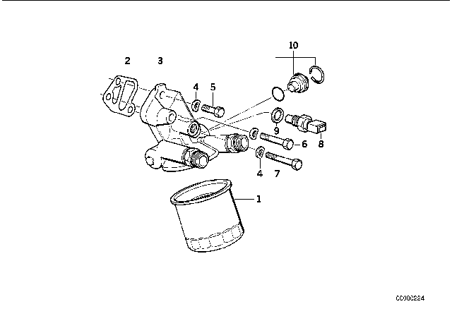 1989 BMW M3 Lubrication System - Oil Filter Diagram