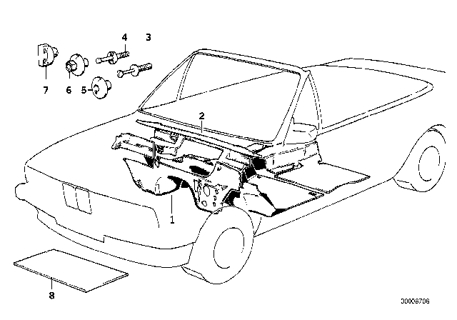 1992 BMW 318i Sound Insulation Diagram 1