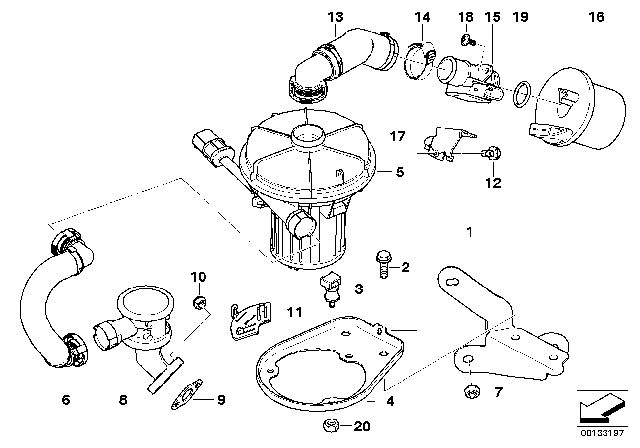 2006 BMW X3 Secondary Air Filter Diagram for 11727534722