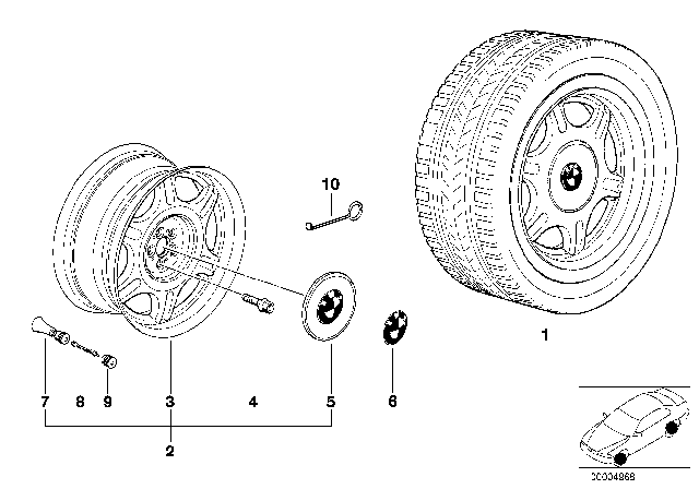 1988 BMW 750iL Star-Spoke Styling Diagram