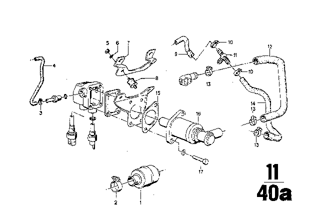 1975 BMW 3.0Si Cooling System Water Hose Diagram for 11611256505