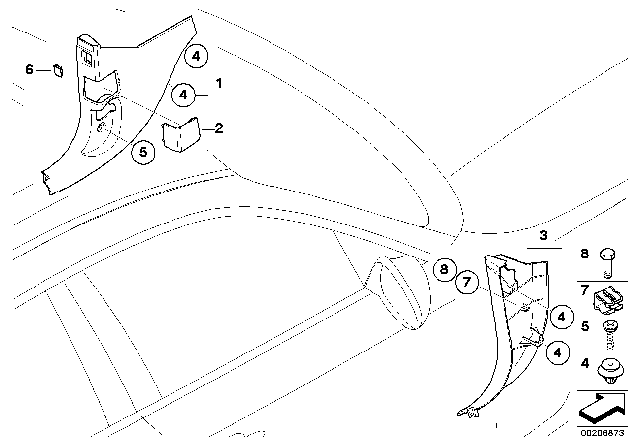 2011 BMW 128i Trim Panel Leg Room Diagram