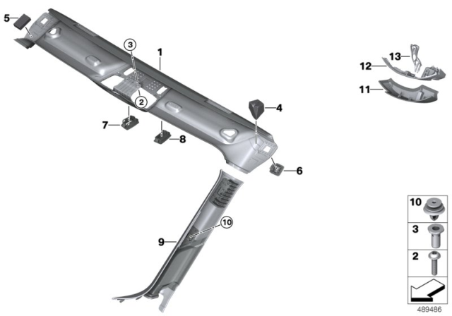 2020 BMW i8 WINDSHIELD FRAME COVER Diagram for 51437456137