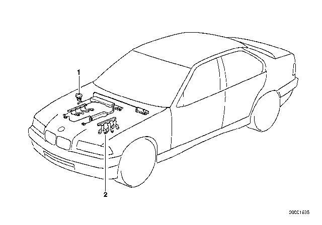 1998 BMW 328i Engine Wiring Harness Dme+Egs+Asc Diagram for 12511433037