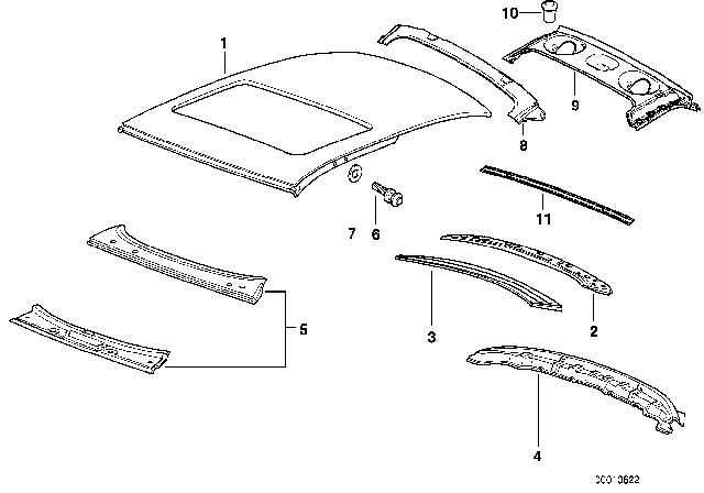 1993 BMW 318i Roof Diagram