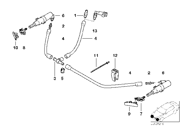 2003 BMW 325Ci Single Parts For Head Lamp Cleaning Diagram