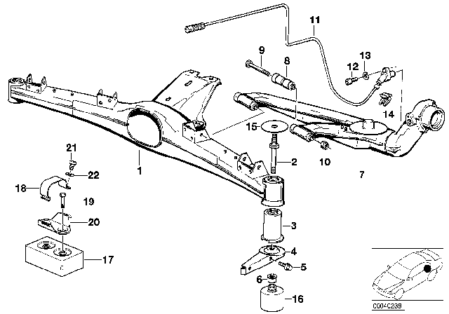 1995 BMW 318ti Rear Axle Support / Wheel Suspension Diagram