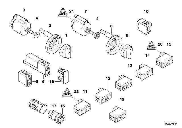 2000 BMW 740i Foglamp Switch Covering Diagram for 61318363689