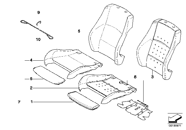 2010 BMW 328i xDrive Seat, Front, Cushion & Cover Diagram 2