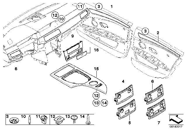 2008 BMW 535xi Retrofit, Fine Wood Trim Diagram