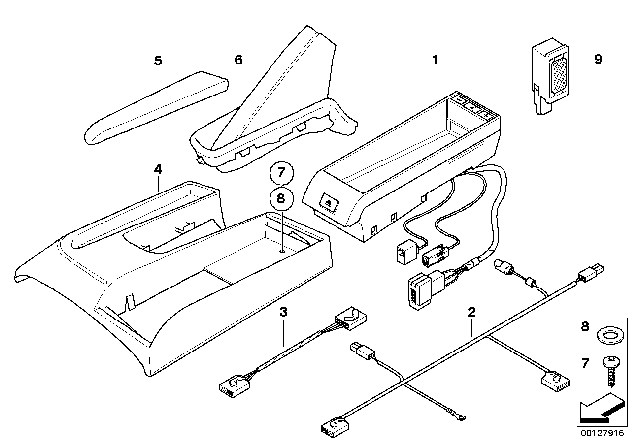 2005 BMW Z4 Individual Parts Classic Hands-Front Centre Console Diagram