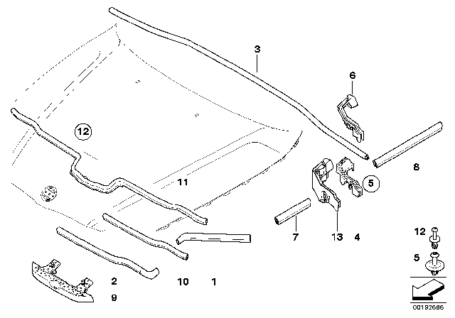 2010 BMW 328i Seal, Bonnet Diagram