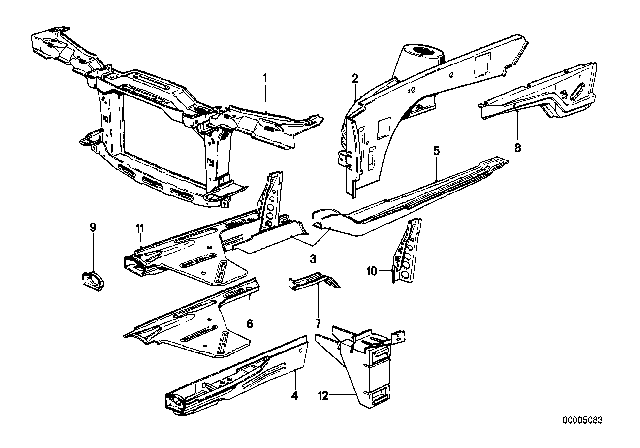 1990 BMW 325is Wheelhouse / Engine Support Diagram