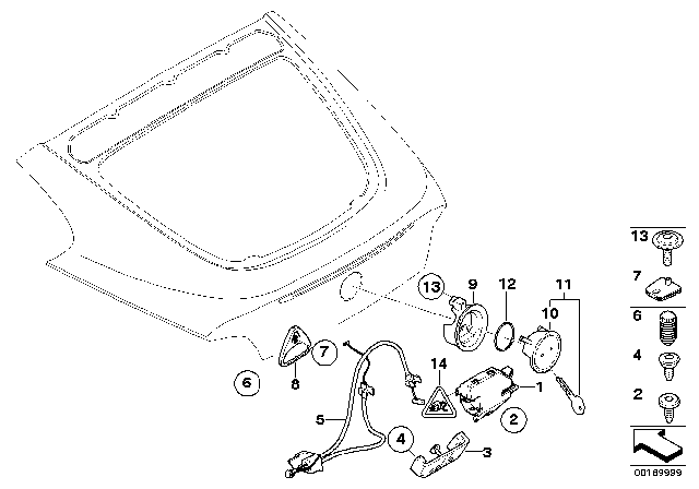 2006 BMW Z4 Bowden Cable, Emergency Unlocking Diagram for 51243420582