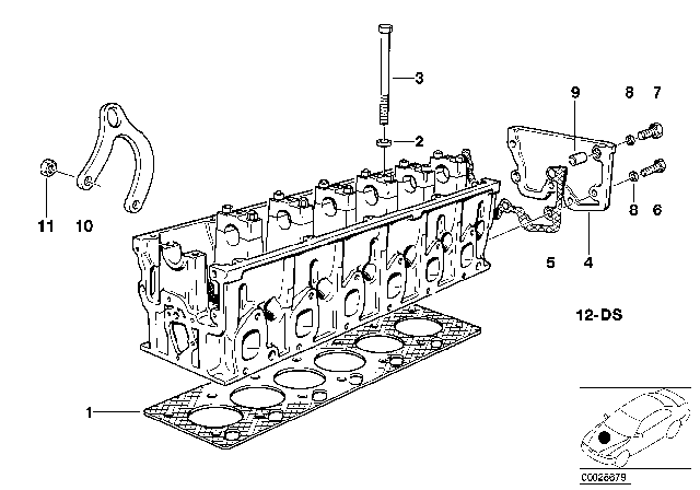 1996 BMW 850Ci Cylinder Head & Attached Parts Diagram 2