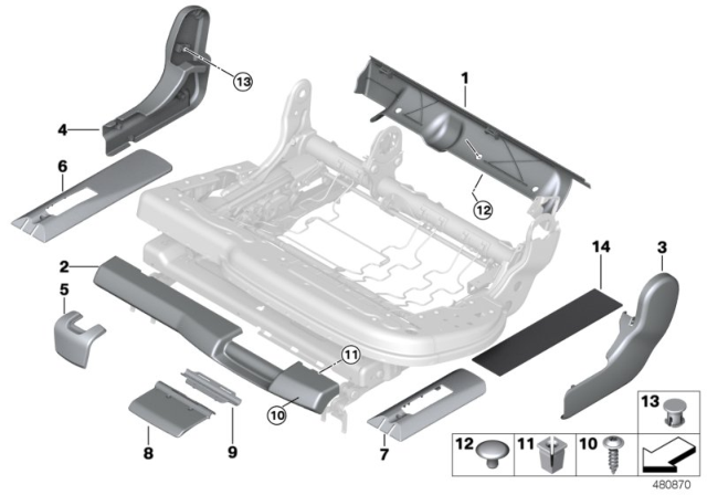 2018 BMW X5 Seat, Rear, Seat Trims Diagram