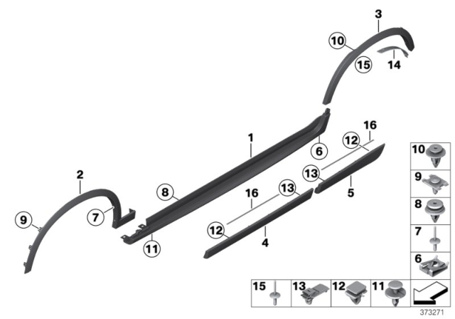 2016 BMW X3 M Trim, Sill / Wheel Arch Diagram