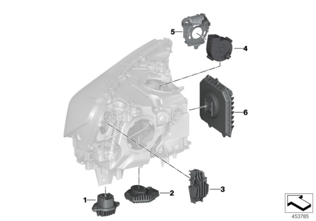 2016 BMW 750i Electronic Components, Headlight Diagram
