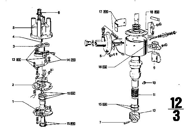 1971 BMW 2002 Distributor - Single Parts Diagram 1