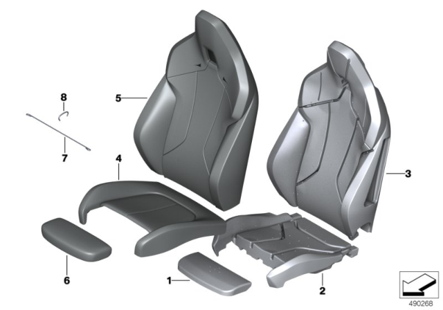 2019 BMW X2 SPORT BACKREST UPHOLSTERY PA Diagram for 52107954733