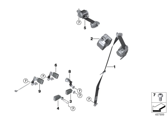 2018 BMW X2 Safety Belt Rear Diagram