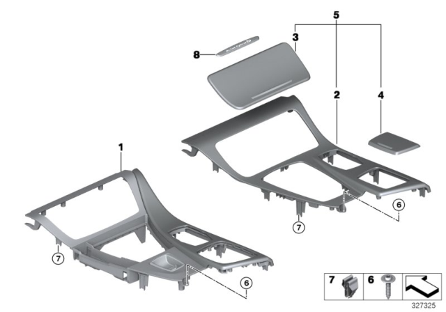 2014 BMW 550i Decorative Trims, Centre Console Diagram