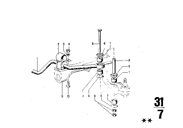 1973 BMW 3.0S Stabilizer Diagram 1