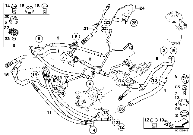 2003 BMW 760Li Power Steering / Oil Pipe Diagram