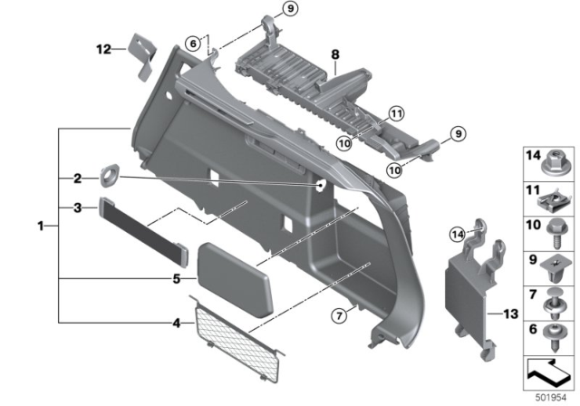 2020 BMW X6 Trunk Trim Panel Diagram 1