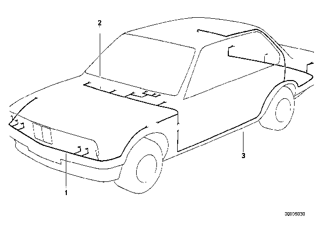 1988 BMW 635CSi Wiring Harness Section, Front Diagram for 61111385657