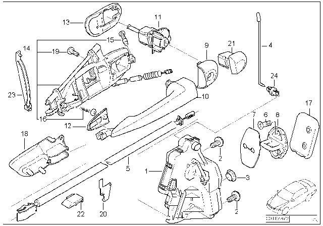 2004 BMW 325i Door Swivel Handle Diagram 1