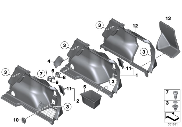 2014 BMW X1 Cover, Left Trunk Trim Diagram for 51472994025