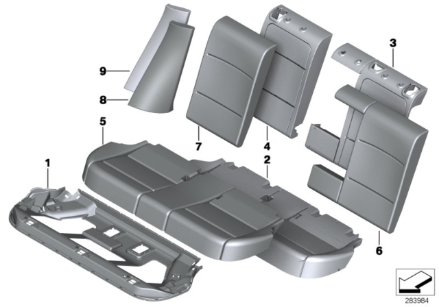 2016 BMW X3 Left Backrest Upholstery Diagram for 52207235437