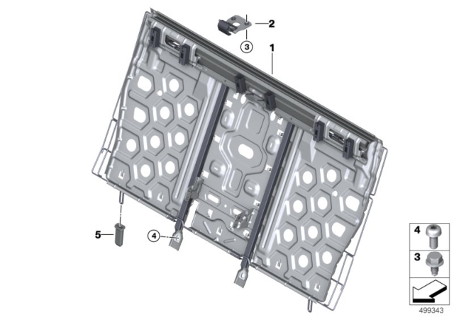 2019 BMW 530i xDrive Seat, Rear, Seat Frame Diagram 1