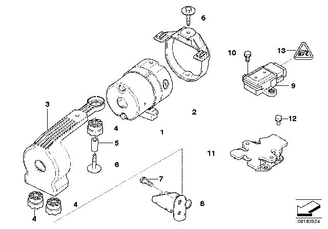 2001 BMW Z8 DSC Compressor / Sensor / Mounting Parts Diagram