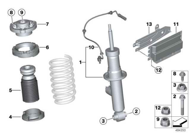 2020 BMW M8 Spring Strut, Rear Diagram