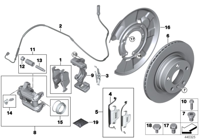 2016 BMW 328i Rear Wheel Brake, Brake Pad Sensor Diagram 2