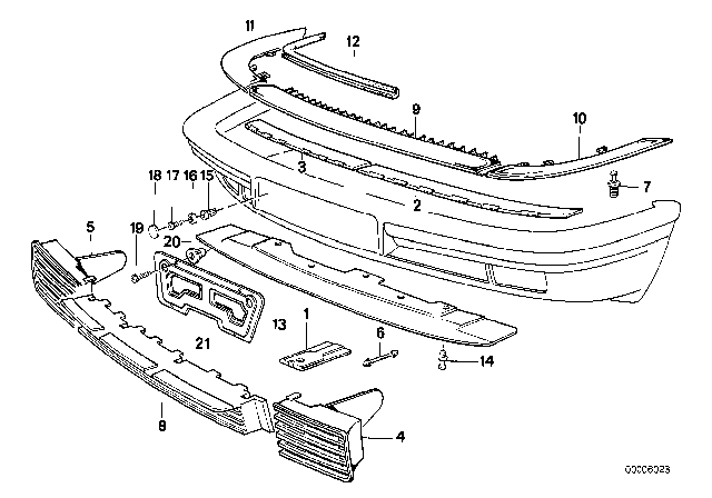 1990 BMW 735iL Front Bumper Mounting Parts Diagram