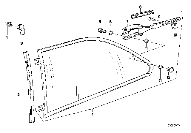 1978 BMW 320i Vent Window Diagram 1