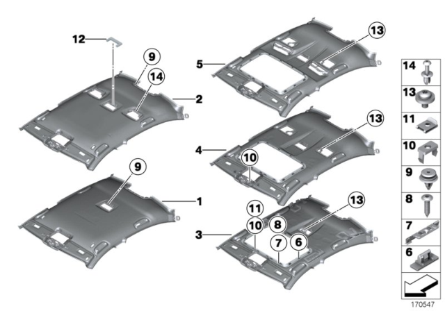 2012 BMW Alpina B7L Mould.Headlining,Sliding Lift.Roof, Long Diagram for 51447903796