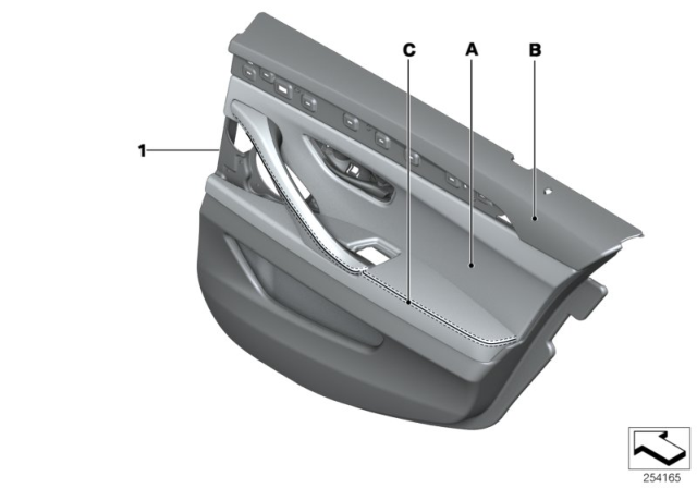 2010 BMW 550i Individual Door Inset, Rear Diagram