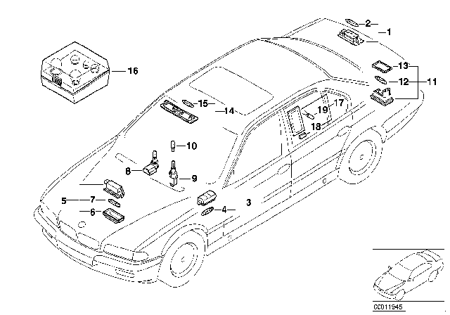 1996 BMW 750iL Various Lamps Diagram 2