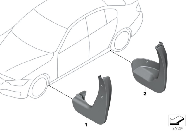 2014 BMW 328i Mud Flaps Diagram