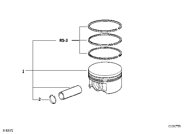 1997 BMW M3 Piston Kit Diagram for 11251405704