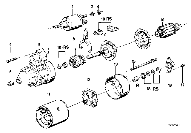 1985 BMW 325e Starter Parts Diagram 2