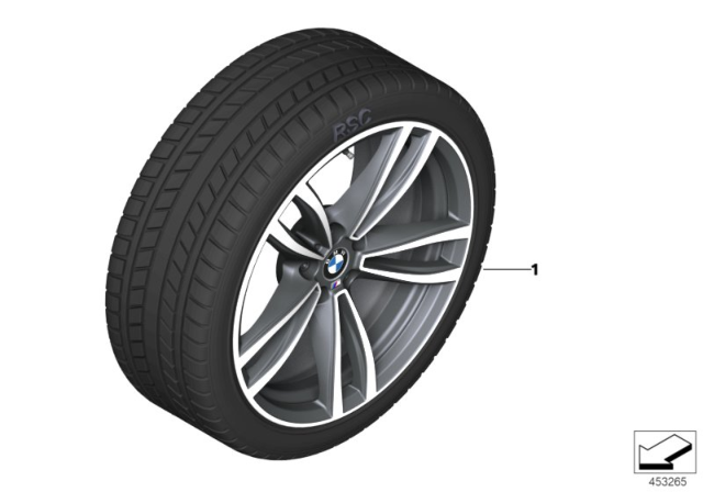 2017 BMW 750i xDrive Winter Wheel With Tire M Double Spoke Diagram 1