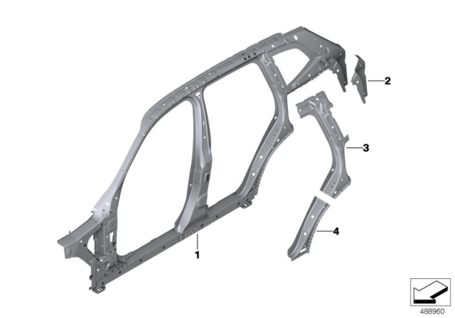 2018 BMW X3 Reinforcement Column C, Bottom, Left Diagram for 41008737901