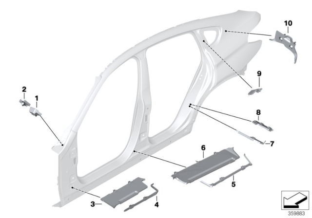 2016 BMW X4 Cavity Shielding, Side Frame Diagram
